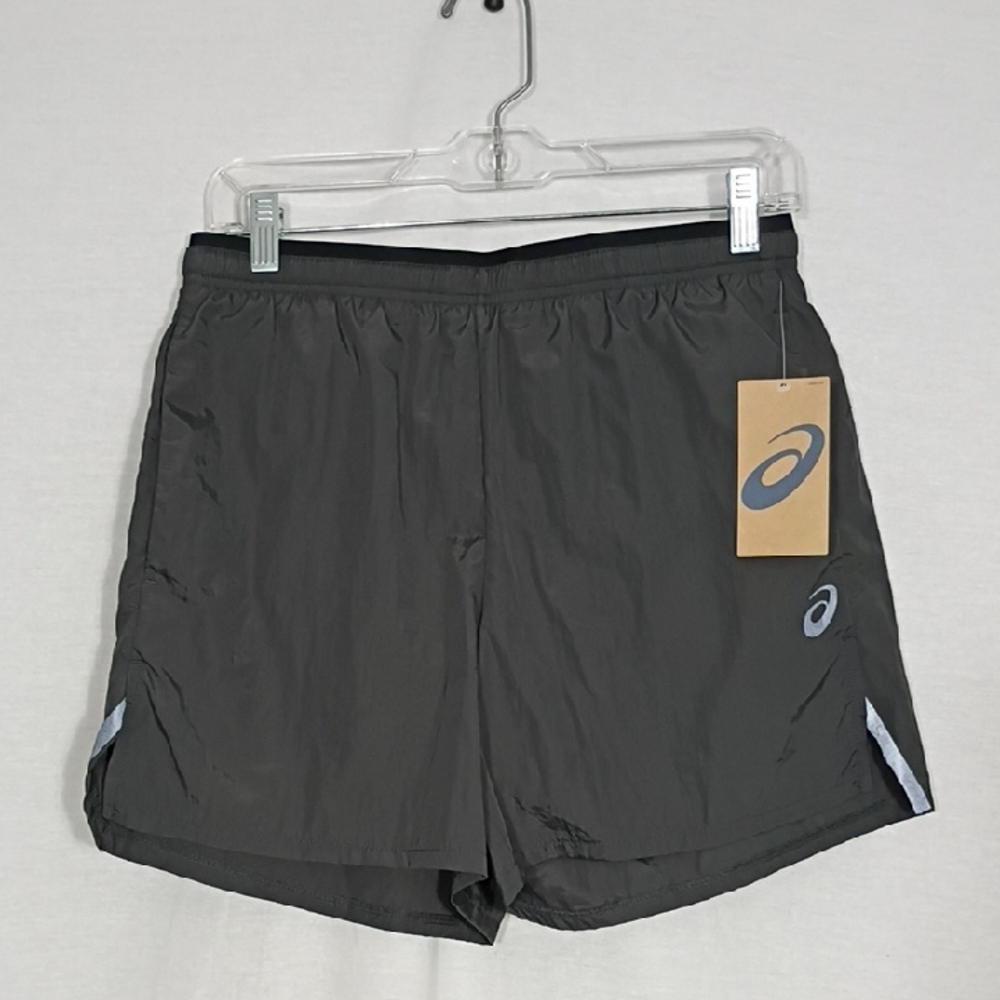 NWT Asics Mens Graphite Grey 5" Inseam Lined Woven Crinkle Short Size Small